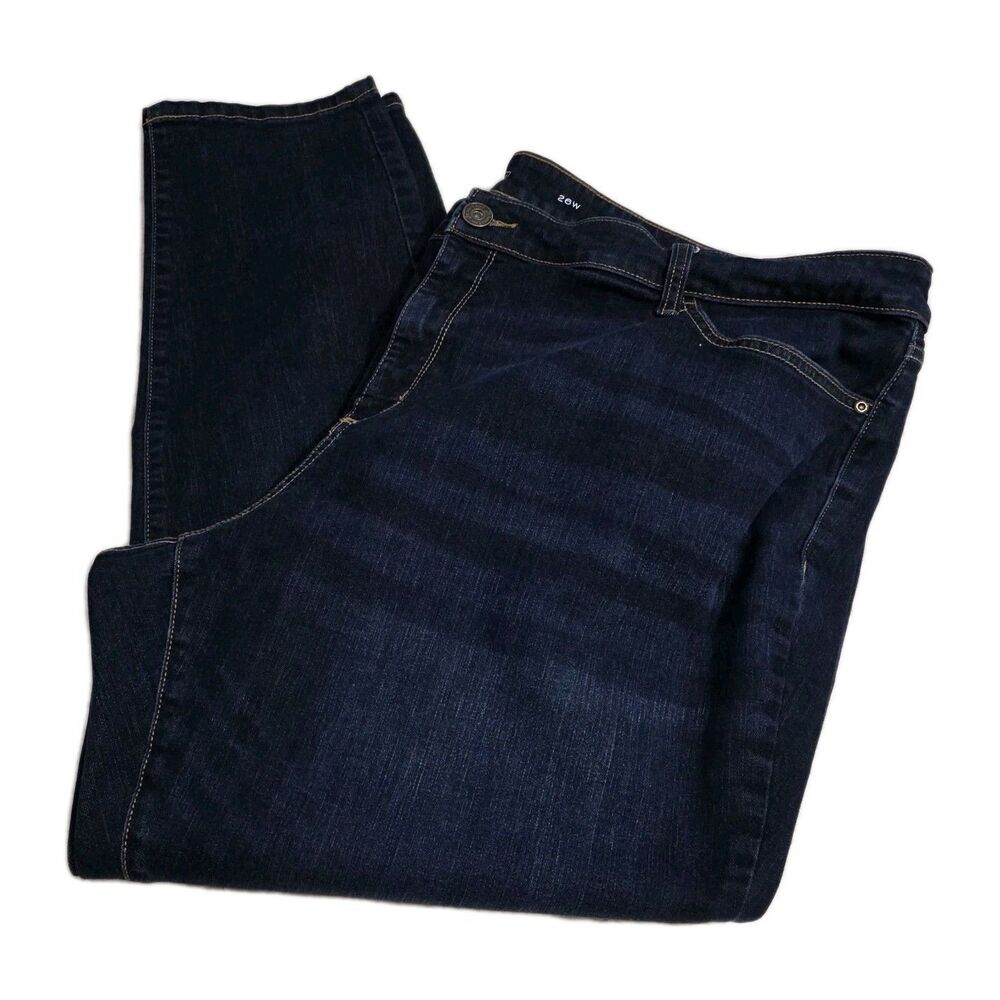 St. John's Bay Skinny Leg High Rise Jeans Women's Plus Sz 26W Dark Indigo Wash